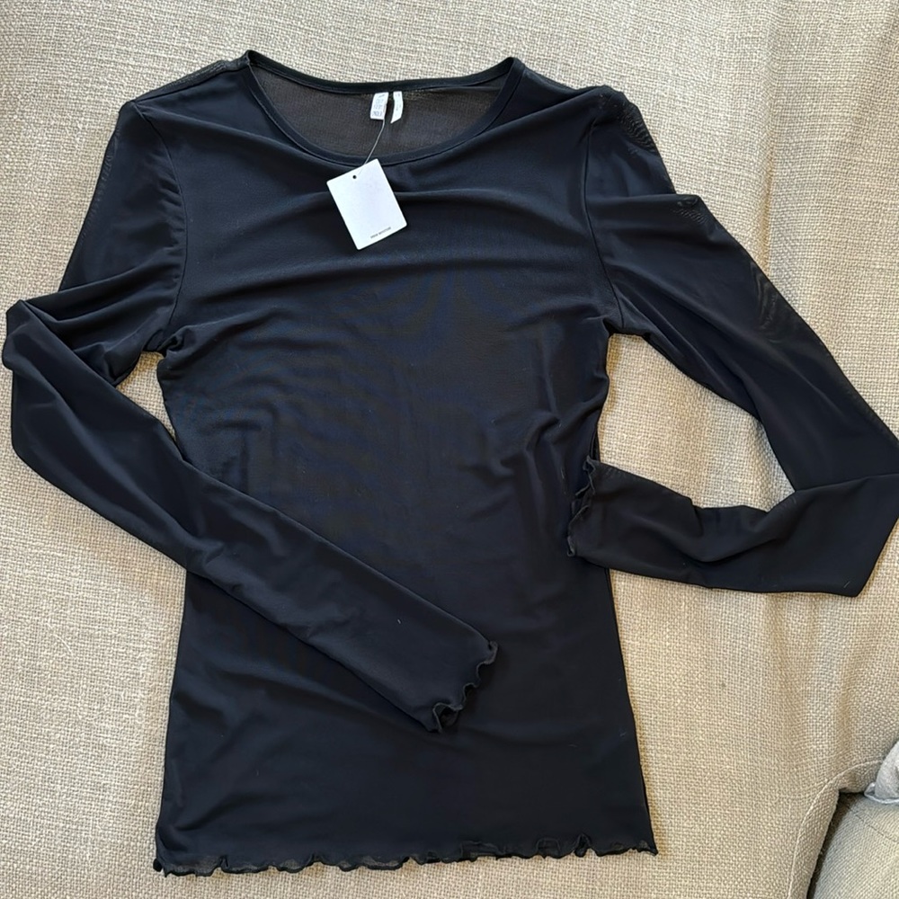 NWT Out from Under / Urban Outfitters Sheer Mesh Black Top Size Large